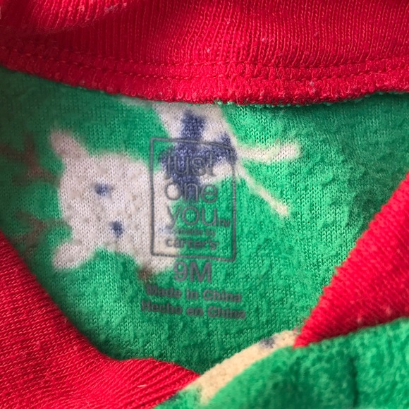 Carters 9M fleece zip up footed Christmas jammies - Picture 4 of 7
